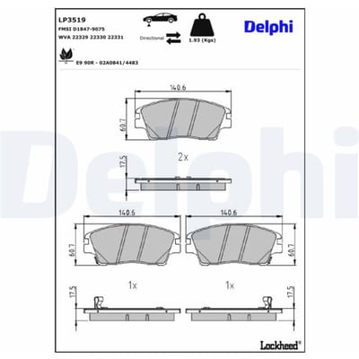 Remblokset DELPHI LP3519, voor