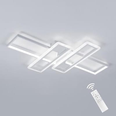 Haobosic - Witte rechthoekige LED-plafondlamp, 45 W, 120 x 80 x 6 cm, met afstandsbediening. Voor woonkamer, slaapkamer of keuken.