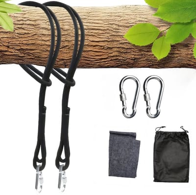 Complete Set voor Hangmat Bevestiging met 150 cm Straps, Carabiners, D-Ringen en Opbergzak - Ideaal voor Buiten en Tuinactiviteiten