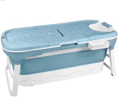 MakkelijkMooi Opvouwbaar Ligbad met Deksel - Bad - Eenvoudig Opvouwbaar - incl. Voetmassage-Rollers - Geïntegreerde Neksteun