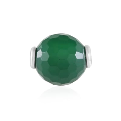 Cavill - Zilveren hanger 925 sterling - Ronde gefacetteerde groene onyx 16 mm 18,7 ct - Geplatineerd - Handgemaakt India - Luxe sieraad