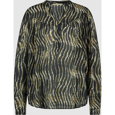 Circle of Trust Olive Blouse Bronze Tiger Maat: XS | Longsleeves Outlet | Dames | Zwart