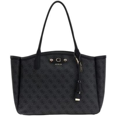 GUESS schoudertas Lindsey Tote Coal Logo donkergrijs