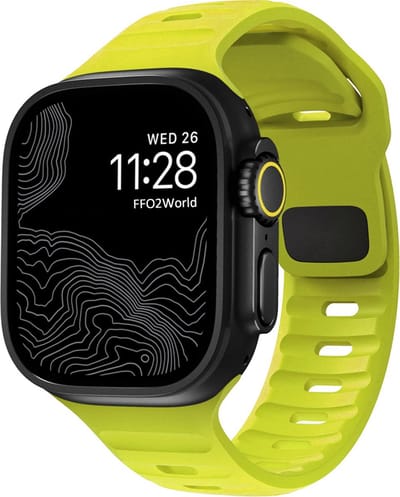 Stravo Outdoor Siliconen Sportbandje – Heavy Duty & Waterproof Horlogeband – Geschikt voor Apple Watch 42mm (Series 11/10), 41mm, 40mm, 38mm – Geelgroen