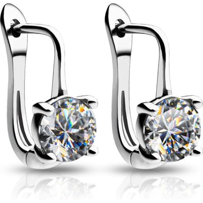 Huitan Simple Fashion U Hoop oorbellen, kleurrijke accessoires voor vrouwen, luxe solitaire sieraden met zirkonia. gray