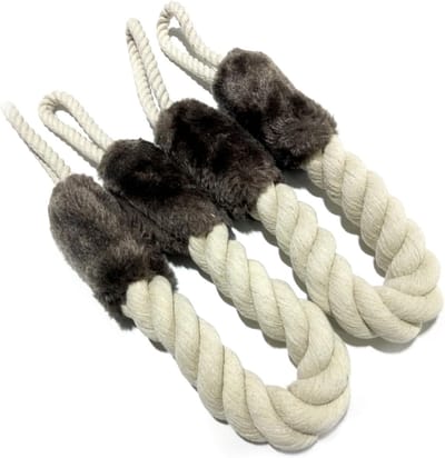 Decoratieve Deurstopper van Katoen met Touwhandvat en Ringen voor Huisdeuren en Huisdieren - 2 Stuks in Bruin, Ideaal voor Binnen en Buiten Gebruik