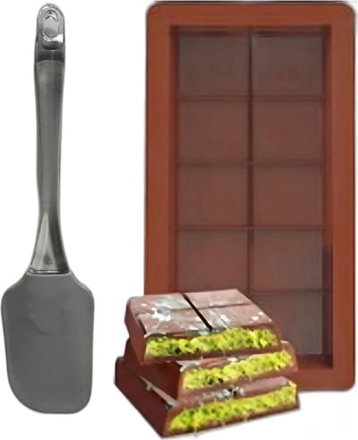 Gevulde Candy Bar Mallen, Diepe Chocolade Reep Mold - Siliconen diepe chocoladereepvorm met siliconen spatel - Grote Food Grade-vorm, multifunctionele chocoladevorm voor chocoladesnacks