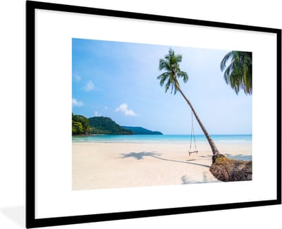 Fotolijst incl. Poster - Strand - Palmbomen - Schommel - 90x60 cm - Posterlijst