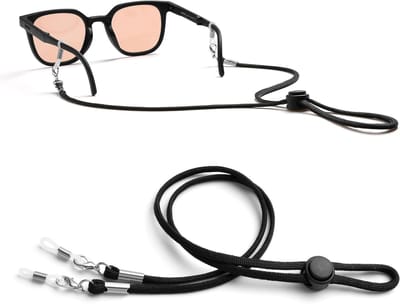 Glazen Strap voor Brillen - Oogglazen Houder voor Sporters, Zonnebril Lanyard, Antislip Brillenkoord, Universele Maat, Zwart
