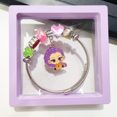 Ensemble de 4 Bracelets Dessin Animé K-POP Demon Hunters Apparence Élevée et Joncs Exquis Parfaits Cadeaux Adorables pour Fans pour les Fêtes Belle Offre gray