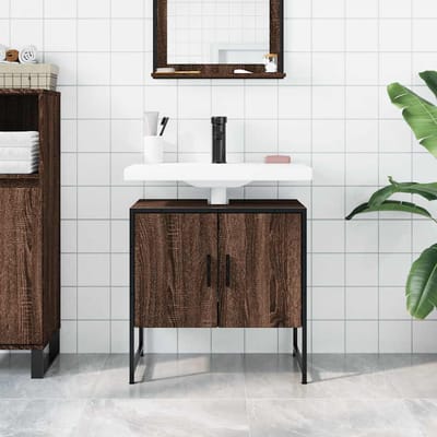 vidaXL - Wastafelkast - 60x33x60 - cm - bewerkt - hout - bruin - eikenkleurig