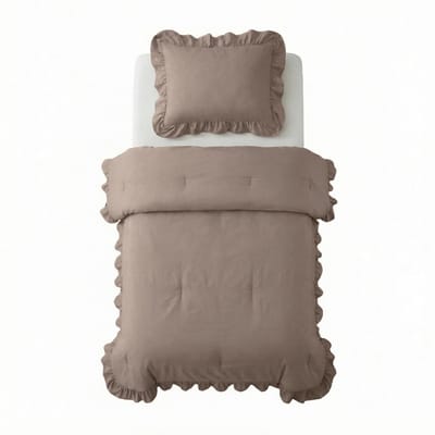 Sleeptime 2 in 1 Dekbed Ruffles - Dekbed zonder Overtrek - Wasbaar Dekbed - 140x200 - Taupe