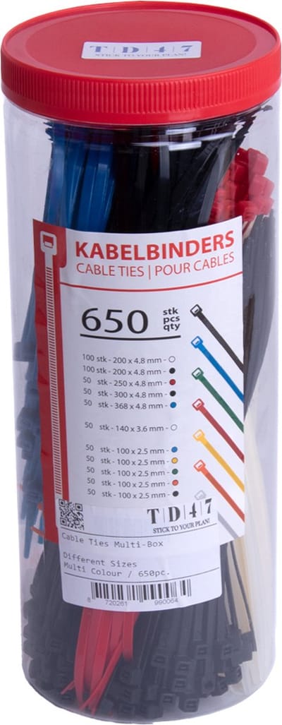 TD47 Kabelbinders in voordeelbox 650 stuks - Tie wraps - Tyraps