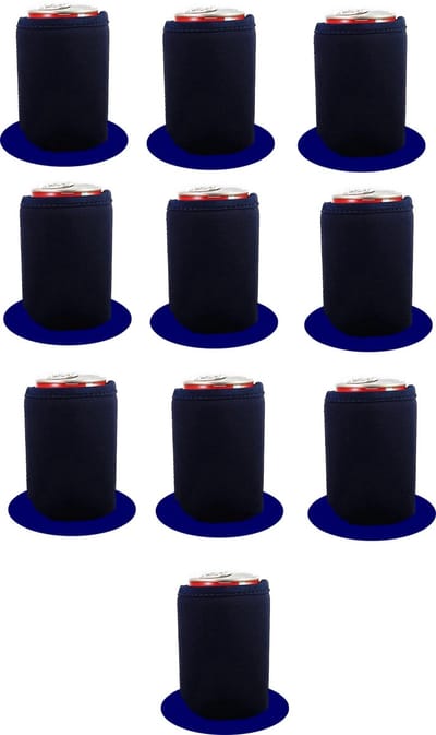 EIZOOK 10x Neopreen Blikkoelers Navy – Koelhouders voor Bier- en Frisdrankblikjes 330 ml – Opvouwbare Can Coolers