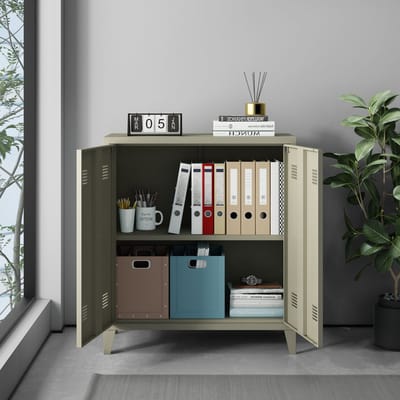 Kantoorkast Oripää metaal 90x80x33 cm camel [en.casa]