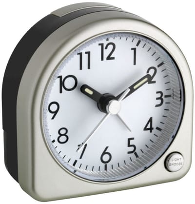 TFA Dostmann 60.1020.53 - Wekker - Analoog - Quartz - Alarm - Snooze - Achtergrondverlichting - Zilverkleurig