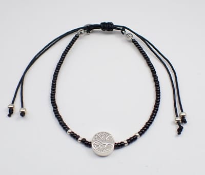 Colure® armband Miyuki glanzendzwart met symbool Tree of Life - Levensboom