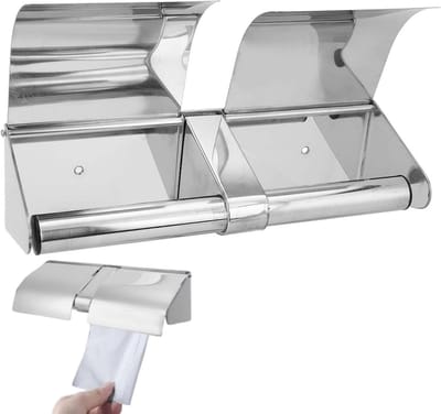 Dubbele Wandmontage Toiletpapierhouder van RVS - Dubbele Tissue Roll Dispenser met Slot en Deksel voor Commercieel Gebruik