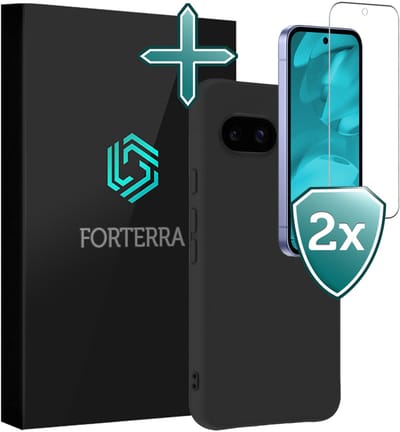 Hoesje Met 2x Screenprotector - Geschikt voor Google Pixel 9a - Sterk & Shockproof - Telefoon Hoes - Back Cover - Siliconen Case - Zwart