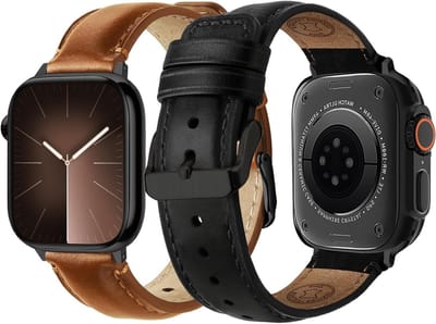 Set van 2 Echte Leren Armbanden voor Apple Watch Ultra 3/2/1 - Vervangende Strap voor iWatch SE3/2 Series 11 10 9 8 7 6 5 4 3 2 - Comfortabel, Duurzaam en Stijlvol