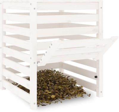 Compostbak Hout - Tuinafval Bak - Compost Maken - Goede Luchtcirculatie - 635 x 635 x 775 cm - Wit Grenen