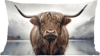 Sierkussens - Kussentjes Woonkamer - 60x40 cm - Schotse hooglander - Water - Nat