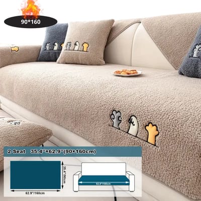 Livano Bankhoes - Bankbeschermer - Stretch - Sofa Cover - Pluche - Khaki- 2 Zits 90x160