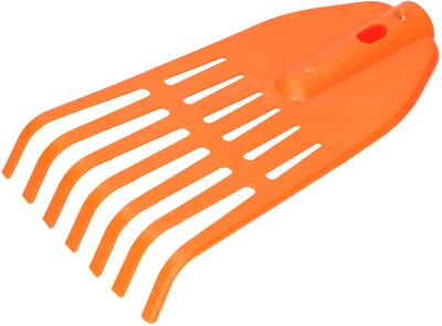 KOTARBAU® Bladhark, Tuinhark van Kunststof, 7 Tanden, Oranje- zonder Steel, Gazonhark, Waaierbezem, Lichtgewicht Hark, Stevige Hark,