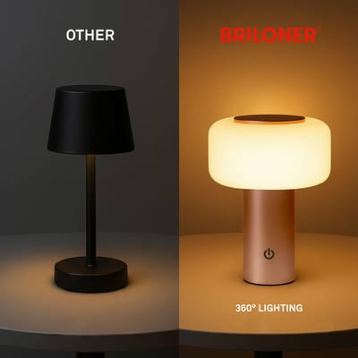 BRILONER Juna - Tafellamp oplaadbaar - schnulos - dimbaar - voor buiten en binnen - koffie kleur - Ø13 x 20.6 cm