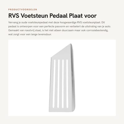 Dailygoods- Voetsteun Vervanging - Roestvrij Staal - Auto Voetsteunpedaal - Corrosiebestendig - Eenvoudig te Installeren - Gepolijste Rand - Pedaal