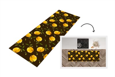 Keukenloper - Loper keuken - Citroen - Fruit - Patronen - Origami - 150x50 cm - Keukenloper vinyl