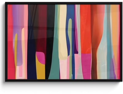 Poster in lijst - Fotolijst 120x80 cm - Posters - Kleurbanen - Verticaal - Kleurrijk - Posterlijst zwart - Decoratie - Wanddecoratie woonkamer - Muurdecoratie slaapkamer