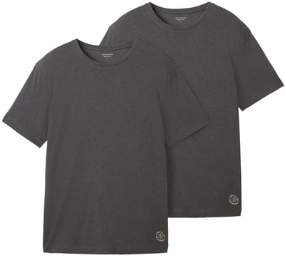 Tom Tailor - Basic T-shirts in een 2-pack - Maat XXL - Dark Grey Melange