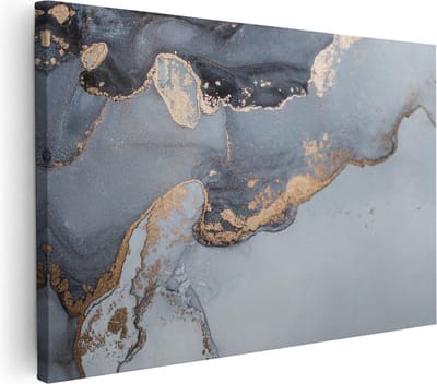 Artaza Canvas Schilderij Abstract - 90x60 cm - Wanddecoratie Marmer Goud - Muurdecoratie Woonkamer - Schilderijen Op Canvas