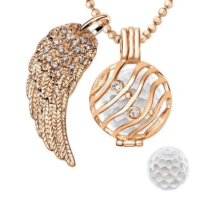 Engelenroeper 18mm Bolhouder met Ketting 90cm en Bolletje - Dames - Roségoudkleurig Golven - EBS18080