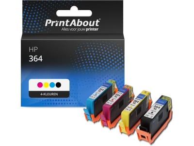 PrintAbout huismerk Inktcartridge 364 (N9J73AE) 4-kleuren Multipack Geschikt voor HP