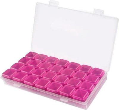 Diamond Painting Opbergbox met 28 bakjes - Diamond Painting Opbergdoos - Sorteerdoos - Donker Roze