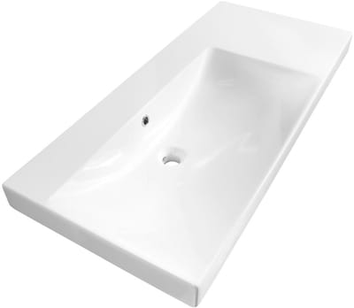 Brauer Aurora Wastafel Asymmetrisch - 100 cm - met 1 Spoelbak Links en 0 Kraangaten - Keramiek Hoogglans Wit