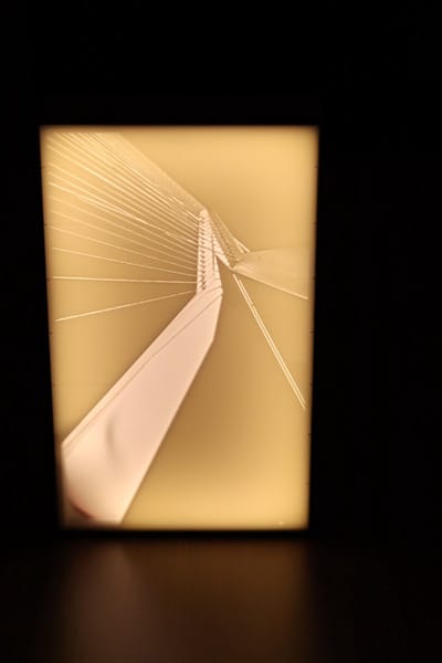 Erasmusbrug Rotterdam pyloon met tuien Lithophane (verlichte foto) inclusief verlichting