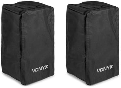 Set van 2 Vonyx SCVD12 speaker beschermhoezen voor VD712 speakers - Met afsluitbare flappen - Zwart