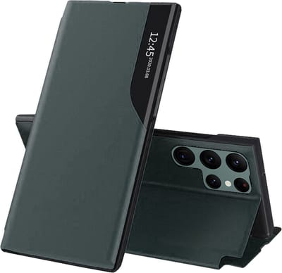 Hoesje geschikt voor Samsung Galaxy S22 Ultra - Techsuit eFold Book Case - Donkergroen