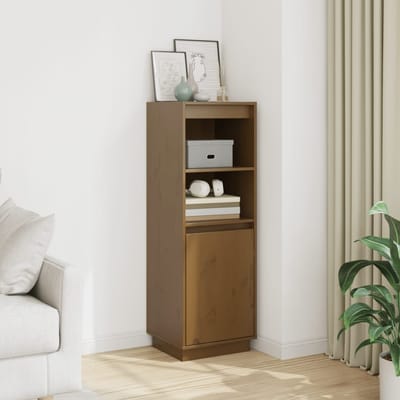 vidaXL - Hoge - kast - 37x34x110 - cm - massief - grenenhout - honingbruin