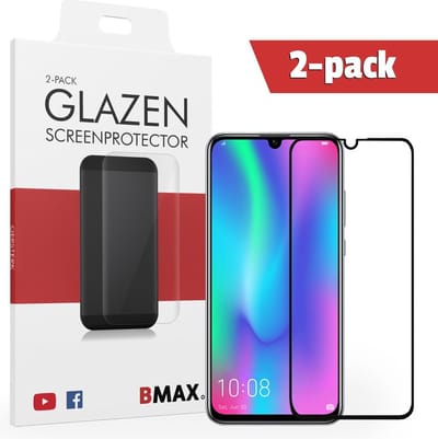 2-pack geschikt voor Honor 10 lite Screenprotector Full Cover Glas / Volledige dekking / Beschermglas / Tempered Glass / Glasplaatje - Zwart