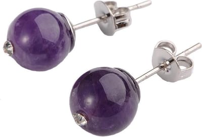 Edelstenen oorbellen Bling Amethyst - oorknop - paars - amethist -stras steen - luxe sieraden zakje - paarse oorbellen - dames oorbellen - oorknopjes - oorknoppen