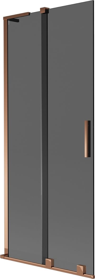 Mexen Velar L badwand scherm 2-delige schuifdeur 80 x 150 , grafiet, roze goud - 896-080-003-41-60