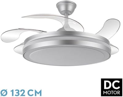 Grote Plafondventilator met Licht en Afstandsbediening, Zilver