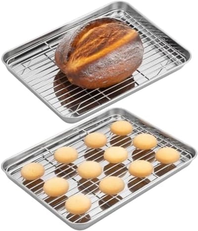 PromoHome RVS Paneerset met Koelrek - 2-delige Ovenschalen voor Paneren en Bakken