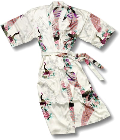 TA-HWA - Dames Kimono - Wit - met Pauwmotief - Maat S