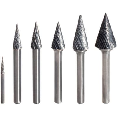 KS Tools 515.3276 Freesstift Hardmetaal Spitse kegel Lengte 70 mm Afmeting, Ø 6 mm Werklengte 45 mm Schachtdiameter 6.0 mm