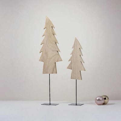 Set van 2 Decoratieve Kerstbomen - Naturel - 80 cm Hoog